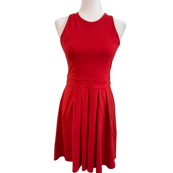 Susana Monaco Dresses & Skirts - Susana Monaco high neck Red Open back crisscross straps full skirt dress - M